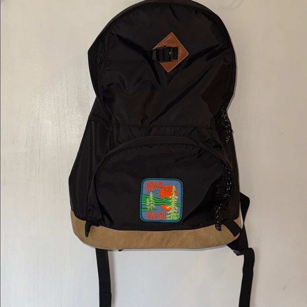Urban Outfitters backpack Black and Tan Backpack with Patch contrast‎ base